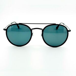 Ray-Ban Sunglasses RB3647N Round double bridge polished Black frame Gray lenses